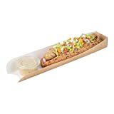 Bio Tek 11.8 x 2 x 1.3 Inch Hot Dog Trays, 200 Open-Design Hot Dog Containers - Greaseproof, Recyclable, Kraft Paper Hot Dog Serving Trays