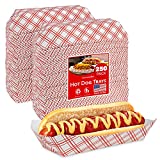 Checkered Hot Dog Trays (250 Pack) - Retro Red & White Checked Food Boats for Hot Dogs Grease Resistant Checkered Trays - Recyclable & Disposable Paperboard Trays for Hot Dogs - Stock Your Home