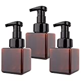 Foaming Soap Dispenser, 3 Pack 8.5oz Refillable Plastic Foam Hand Soap Empty Pump Bottle Container for Bathroom, Kitchen, Hospital, Clinic, Brown