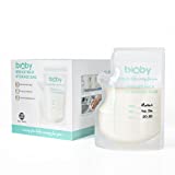 Bioby 100 Pcs Breast Milk Storage Bags - 8 OZPre-Sterilized, BPA Free, Self-Standing Bag, Space Saving Flat Profile, Ready to Use, for Refrigeration and Freezing