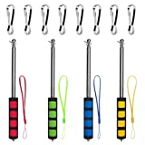 Enjoyist 4-Pack Assorted Color Telescoping Handheld Flagpole, Extendable Stainless Portable Steel Banner Tour Guides & Pointer for Teachers, with Clips (63'' Flagpole)