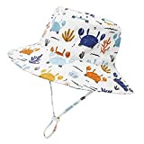 Baby Boy Sun Hat Infant Summer Hat UPF 50+ Baby Bucket Hat Baby Beach Hat with Wide Brim Caps for Baby Girls Crab 6-12 Months