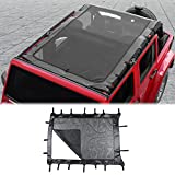 JWWY for Jeep JK Sunshade Mesh Sun Shade Bikini Top Waterproof and Dustproof Artificial Leather UV Protection for 2007-2017 Jeep Wrangler JK JKU 4 Door