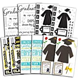 Graduation Stickers Set -- 10 Deluxe Sticker Sheets (Over 100 Stickers) Featuring Graduation Caps and Words of Congratulations (Graduation Decorations, Party Supplies, Party Favors)