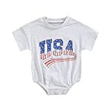 Amiblvowa Newborn Baby Boy Girl 4th of July One Piece Romper Oversized USA Onesies American Independence Day Outfits Clothes (A Grey, 12-18 Months)