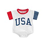 Newborn Baby Boy USA Print Short Sleeve Romper 4th of July Outfit 3-6 Months