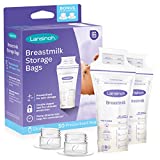 Lansinoh Breastmilk Storage Bags, 50 Count with 2 Pump Adapters, Easy to Use Milk Storage Bags for Breastfeeding, Presterilized, Hygienically Doubled-Sealed, for Refrigeration and Freezing, 6 Ounce