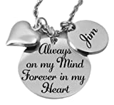 Memorial Jewelry, Personalized, Remembrance Necklace, Bereavement Jewelry, Always on My Mind Forever In My Heart,Stainless steel, In memory of