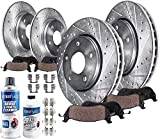 Detroit Axle - Front & Rear Drilled and Slotted Disc Rotors Brake Pads Kit Replacement for 2005-2010 Honda Odyssey - 10pc Set