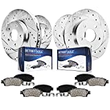 Detroit Axle - Complete FRONT & REAR DRILLED SLOTTED Brake Rotors & Ceramic Brake Pads w/Hardware Replacement for 2005-2010 Honda Odyssey - 8pc Set