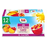 Dole Fruit Bowls Peaches in Strawberry Flavored Gel, Gluten Free Healthy Snack, 4.3 Oz, 12 Cups