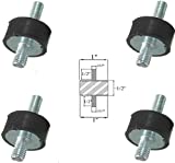 Lot of (4) Rubber Anti Vibration Isolator Mounts Rubber Height 1/2" x 1" Rubber Diameter - Studs 1/4-20 x 1/2" Length