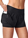 Soothfeel Women's 2 in 1 Running Shorts Workout Athletic Gym Yoga Shorts for Soothfeel Women with Phone Pockets Black