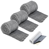 fowong Steel Wool Roll Fill Fabric 3 Pack Coarse Wire Wool Hardware Cloth, Gap Blocker to Fill The Holes/Wall Cracks/Vents in Garden, House, Garage