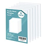 Egofine Plexiglass Sheets Acrylic Sheets 6 Pack of 11x14 0.04 Thick Clear Plastic Cast Transparent Plexi Glass for Crafting Projects, Replacement Picture Frame Glass, DIY Display, Easy to Cut