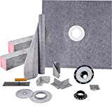 VEVOR Shower Curb Kit, 48"x48" Watertight Shower Curb Overlay with 4" ABS Central Bonding Flange, 4" Stainless Steel Grate, 2 Cuttable Shower Curb and Trowel, Shower Pan Slope Sticks Fit for Bathroom