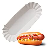 50 PCS Hot Dog Tray - Hotdog Serving Dish Set Paper Food Boats Disposable Fluted Dishes Corn Dogs Wrappers Holders Breakfast Sausage Trays Picni Plates Hot Dog Cart Accessories