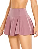 CRZ YOGA Women's Pleated High Waisted Quick Dry Tennis Skirt Sport Athletic Golf Skort with Zipper Pockets Figue Medium