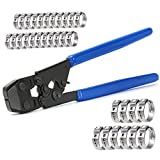 JWGJW PEX Clamp Cinch Tool Crimping Tool Crimper for Stainless Steel Clamps from 3/8"to 1" with 1/2" 22PCS and 3/4" 10PCS PEX Clamps (002)