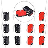 Swpeet 10Pcs V-153-1C25 Micro Limit Switch Long Hinge Roller Momentary Cherry Push Button SPDT Snap Action Perfect for Arduino, Appliance and Electronic Equipment