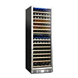 Kalamera 157 Bottle Freestanding Wine Cooler Refrigerator With Stainless Steel, triple-layered Tempered Glass Door, Electronic One-Touch Control with LED Display Wine Fridge
