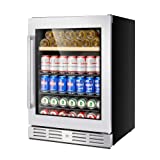 Kalamera Mini Fridge 24 Beverage and Wine Cooler Built-in or Freestanding - 120 Cans & 16 Bottles Capacity Wine Refrigerator Cooler- For Kitchen, Office or Bar with White Interior Light