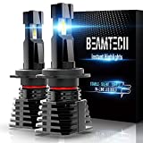 BEAMTECH H7 LED Headlight Bulb, Fanless In Line Halogen Replacement 6500K Xenon White