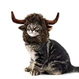 Onmygogo Lion Mane Wig for Cats and Dogs, Funny Pet Cat Costumes for Halloween Christmas, Furry Pet Clothing Accessories (Size S, Bull)