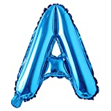 16" inch Single Blue Alphabet Letter Number Balloons Aluminum Hanging Foil Film Balloon Wedding Birthday Party Decoration Banner Air Mylar Balloons (16 inch Pure Blue A)