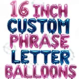 Letter Balloons - Custom Phrase 16" Inch Alphabet Letters & Numbers Foil Mylar Balloon | Create Your own Banner Name / Word | Blue/Pink Baby Shower Decorations