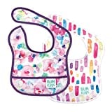 Bumkins Starter Bib, Baby Bib Infant, Waterproof Fabric, Fits Infants and Babies 3-9 Months  Watercolors & Brushstrokes (2-Pack)