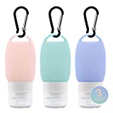 Veroyi Silicone Travel Bottles Leak Proof Squeezable Travel Tubes Set with Keychain Refillable Containers for Shampoo Lotion Soap (3 Packs)