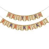 Jute Burlap Little Firecracker Banner Patriotic Birthday Party Baby Shower Independence Day 4th of July Mantel Fireplace Decoration