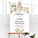 BlissfulMelodyDesign Personalized Blush Pink Floral Bridal Shower Welcome Sign, Customized Baby Shower Baptism Celebration Welcome Board, Large Custom Poster and Foam Board