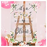 Personalized Floral Baby Shower Welcome Sign - Floral Baby Shower Sign - Custom Welcome Baby Shower Sign - Boho Theme Baby Shower Party Decoration