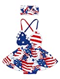 4th Of July Dress Baby Girl Clothes 12-18 Months American Flag Maxi Dress Stars and Stripes Clothing 2Pcs Set