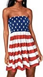 CHICGAL Womens Summer Dresses Beach Cover ups Casual US Flag Strapless Swing Sundress (US Flag,L)