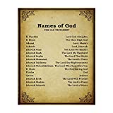 "Names of God- Old Testament-Meanings"- Bible Wall Art. 10 x 8" Scripture Wall Print-Ready to Frame. Distressed Typographic-Parchment Print Design. Home-Office-Church Dcor. Beautiful Christian Gift.