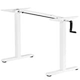 VIVO Compact Hand Crank Stand Up Desk Frame for 33 to 52 inch Table Tops, Ergonomic Standing Height Adjustable Base with Crank Handle, White, DESK-M051CW