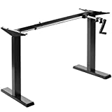 VIVO Compact Hand Crank Stand Up Desk Frame for 34 to 71 inch Table Tops, Ergonomic Standing Height Adjustable Base with Foldable Handle, Black, DESK-M051MB