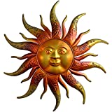 Metal Sun Wall Art Decor-17.3 inches Rustic Retro Metal Sun Hanging Decoration for Indoor Outdoor,Metal Sun Art Sculpture for Home Garden Farmhouse Yard Patio Fence Living Room Bedroom