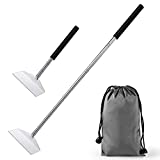 Jakeei 26.8 Extendable BBQ Ash Tool Stainless Steel Charcoal Ash Rake Ash Removal Tool Charcoal Garden Tools Grill Cleaning Tools Corner Cleaner Accessories with Storage Bag (1)