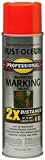 Rust-Oleum 266590 Professional 2X Distance Inverted Marking Spray Paint, 15 oz, Fluorescent Red-Orange