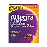 Allegra Adult Non-Drowsy Antihistamine Tablets, 100-Count, 24-Hour Allergy Relief, 180 mg