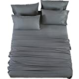 SONORO KATE Bed Sheets Set Sheets Microfiber Super Soft 1800 Thread Count Egyptian Sheets 16-Inch Deep Pocket Wrinkle - 6 Piece (King, Dark Grey)