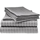Queen Italian Prestige Collection Striped Bed Sheet Set  1800 Luxury Soft Microfiber Hypoallergenic Deep Pocket 4-Piece Bedding Set - Wrinkle, Stain, Fade Resistant - Grey