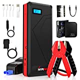 SYPOM Car Battery Charger Jump Starter (Up to 6.0L Gas or 6.5L Diesel Engine) 16000mAh 12V Automatic Battery Booster Pack with USB Quick 3.0 Charge LCD Display Jumper Cables LED Light.