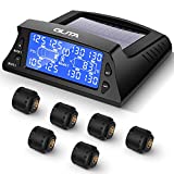 GUTA Solar Tire Pressure Monitoring System for RV - Tire Pressure Monitoring System with 6 External Sensor(0-188 PSI), RV TPMS, LCD Display, Sleep Mode, Real-time Monitor Pressure, Solar Power