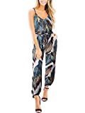 LOGENE Women's Summer Sleeveless Spaghetti Strap Slit Leg Ankle Tie Jumpsuit Romper with Pockets 318-shuye-S