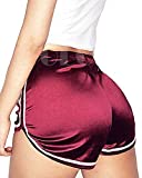 COLO Womens Shorts Workout Yoga Fitness Shorts Sport Workout Running Shorts Bottom Velvet Red(XL)